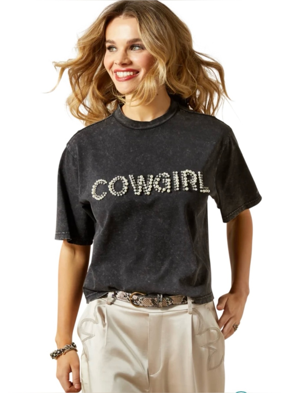 Ariat Women's Washed Black Pearl cowgirl Tee